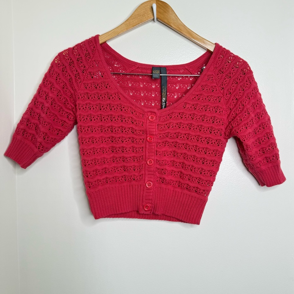 Y2K Epic Threads Cropped Button Front Knit Sweater Cardigan Youth XL